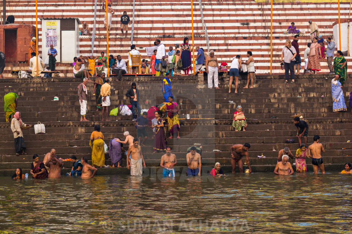 "Bath in Ganga" stock image