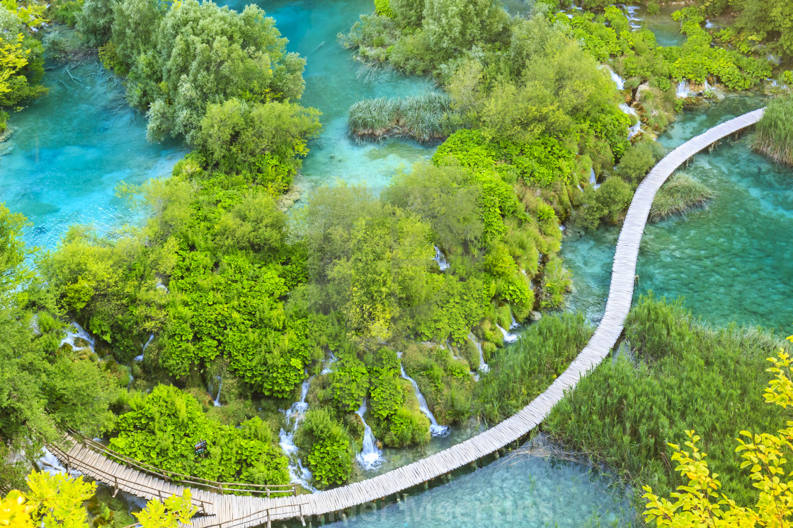 Aerial View On Plitvice Lakes And Waterfalls Croatia
