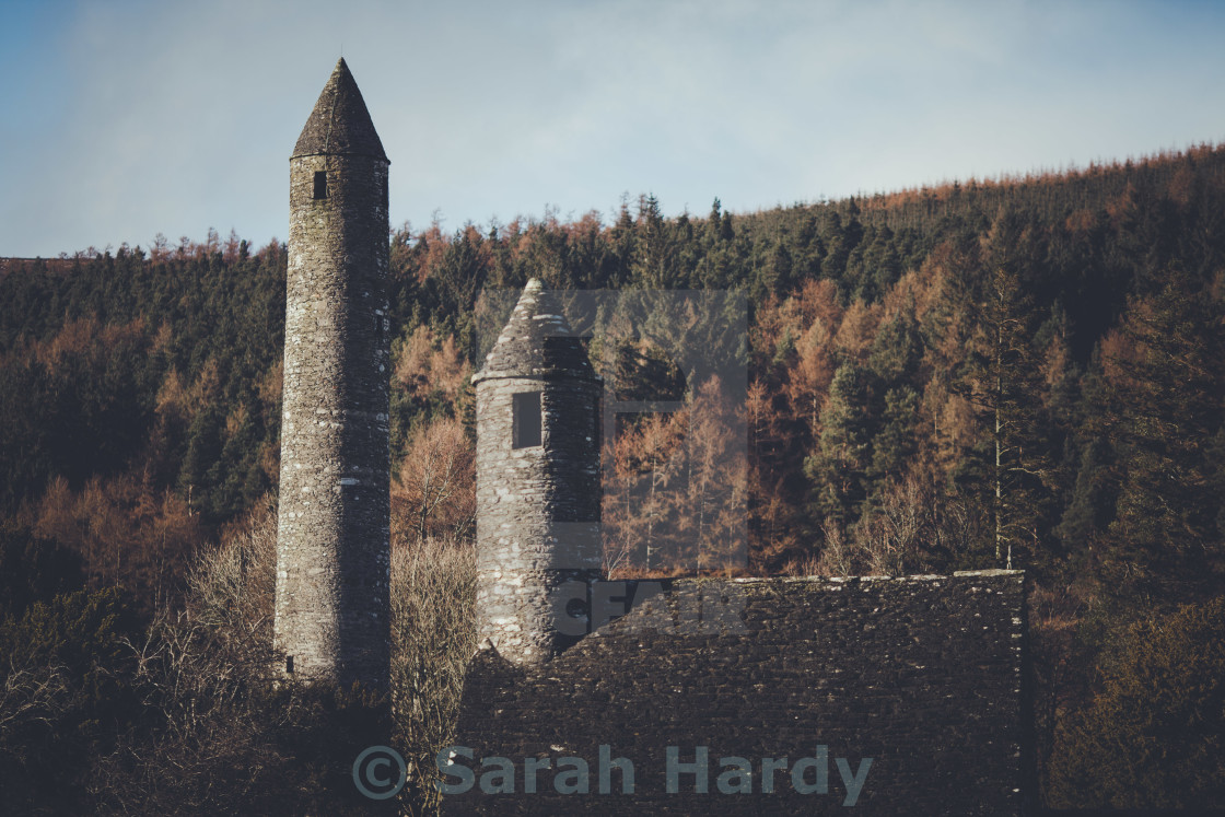 "Glendalough Roundtower" stock image