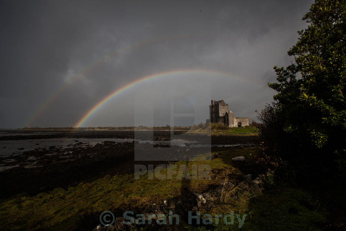 "Castle in rainbow" stock image