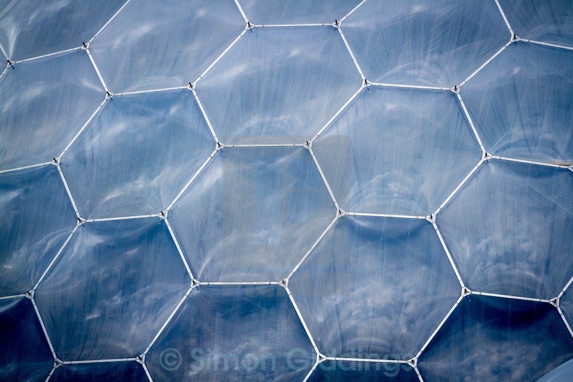 hexagonal windows of a biome at project eden license hexagonal windows