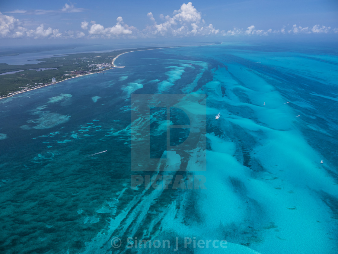 "Aerial View of the Mexican Coast North of Cancun" stock image