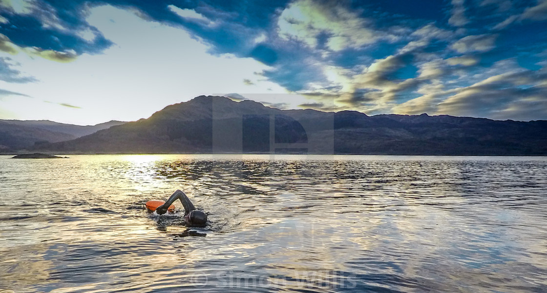 "swim wild scottish highlands" stock image
