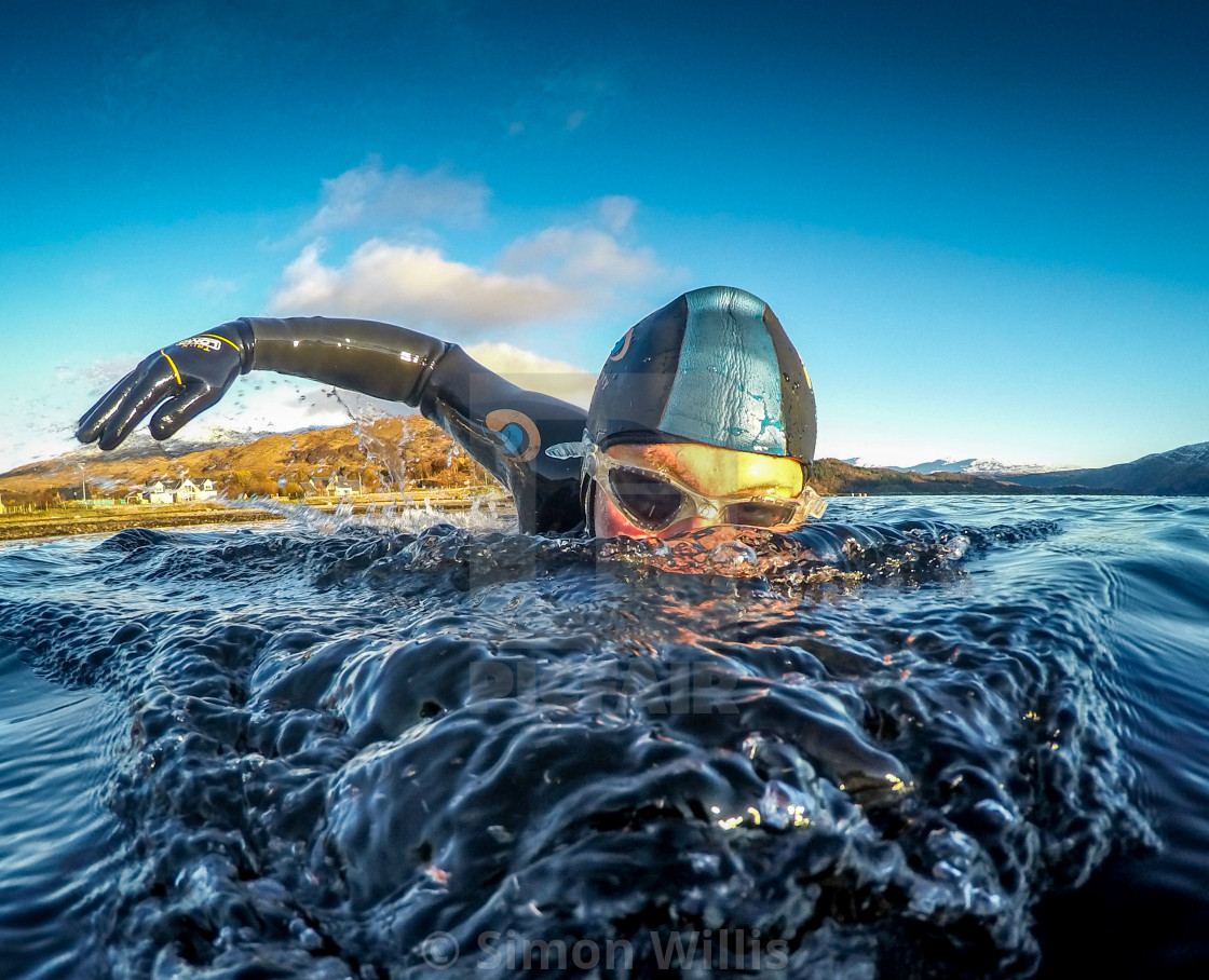 "swim wild scottish highlands" stock image