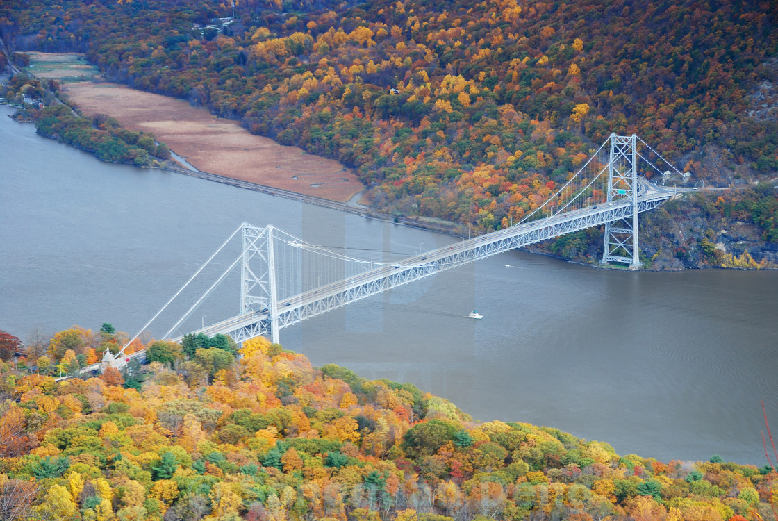 Bear Mountain Bridge Aerial View In Autumn License Download Or