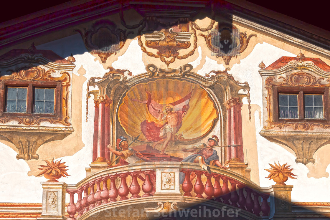 "painting on a house in Oberammergau" by Stefan Schweihofer - £10.00 "painting on a house in Oberammergau" stock image