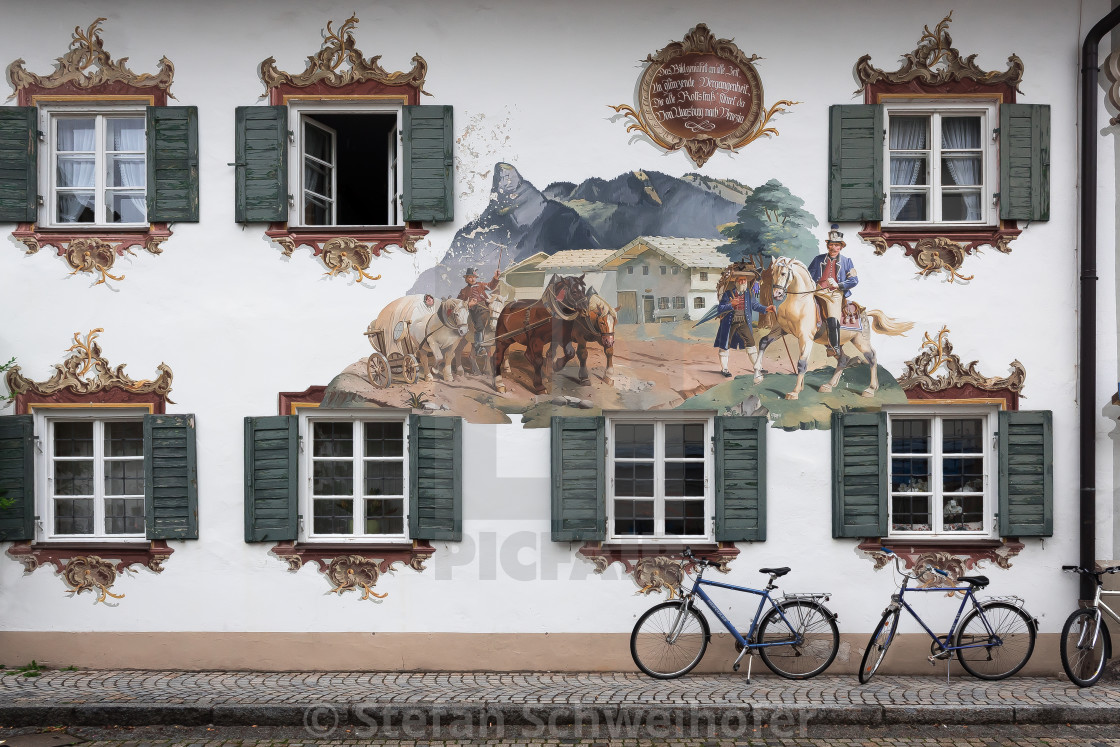 "Facade painting in Oberammergau" by Stefan Schweihofer - £10.00 "Facade painting in Oberammergau" stock image