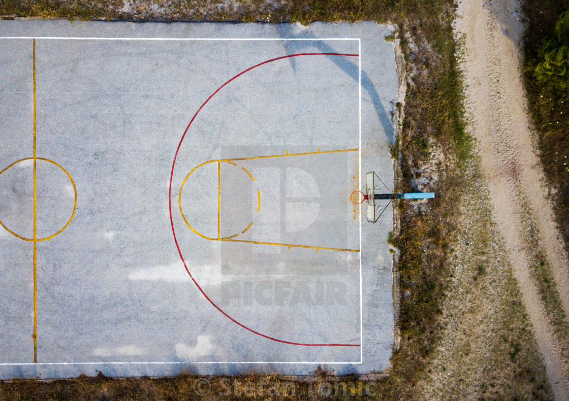 Concrete Basketball Court Aerial View License Download Or Print