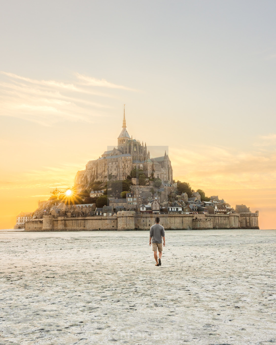 "Mont Saint-Michel Sunset In Normandy, France" stock image