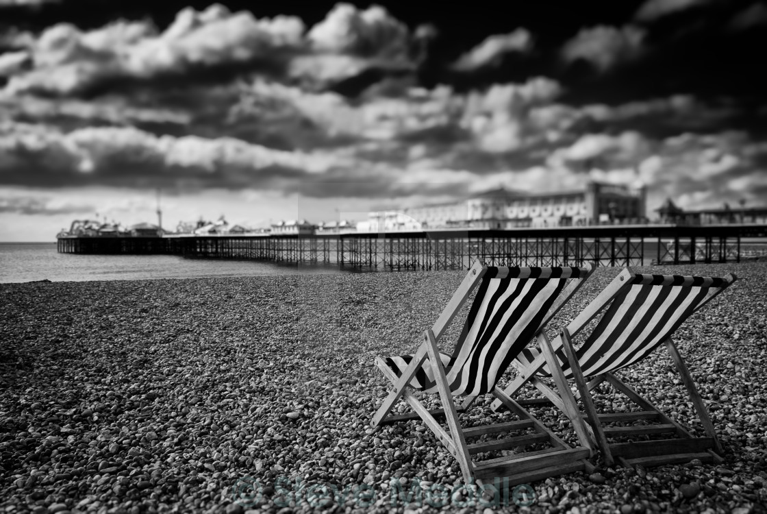 "Deck Chairs and Brighton Pier" stock image