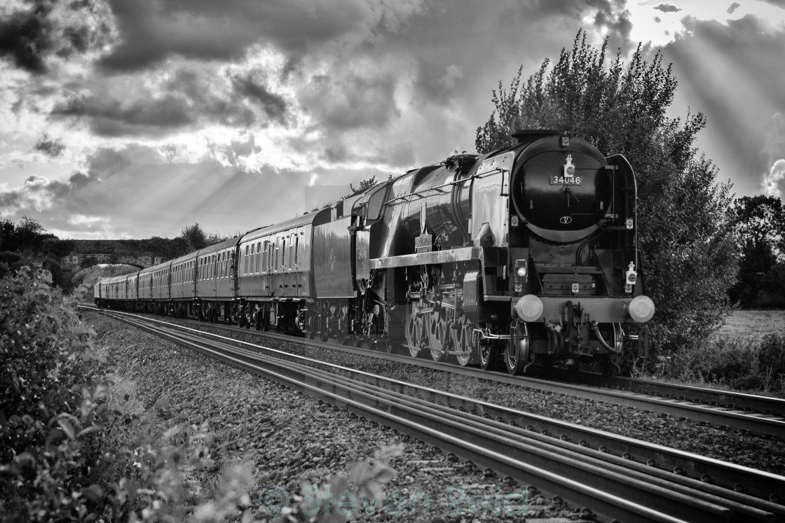 "Rebuilt West Country Class No.34046 Braunton" stock image