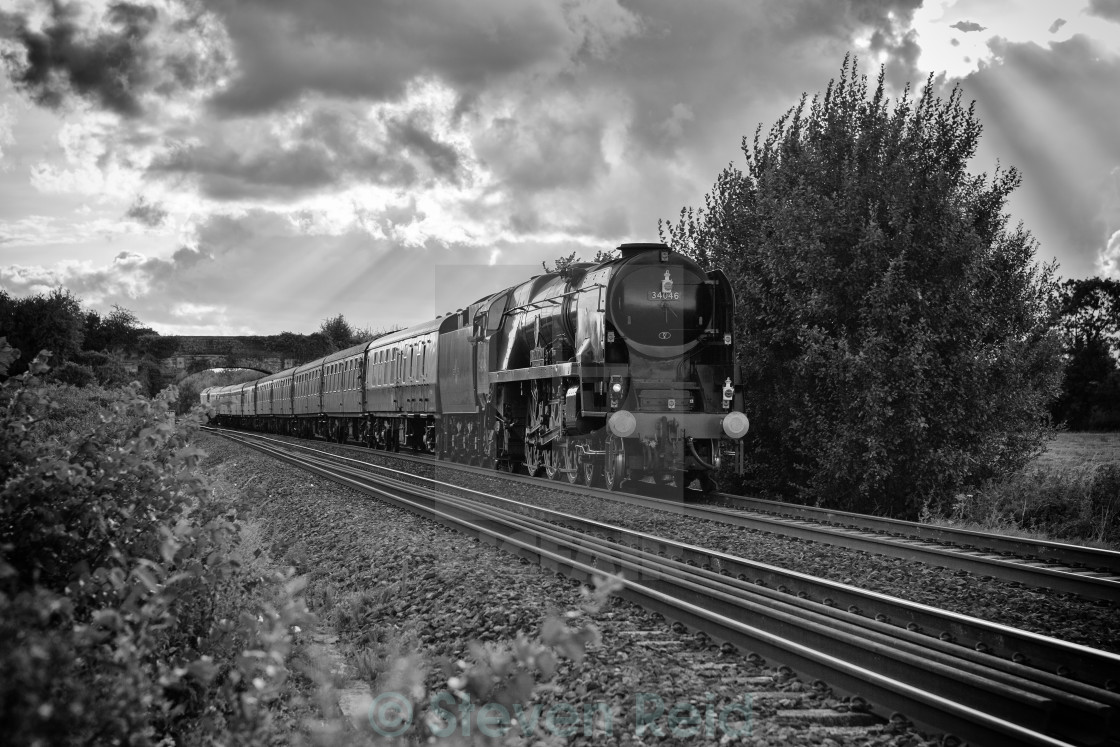 "Rebuilt West Country Class No.34046 Braunton" stock image