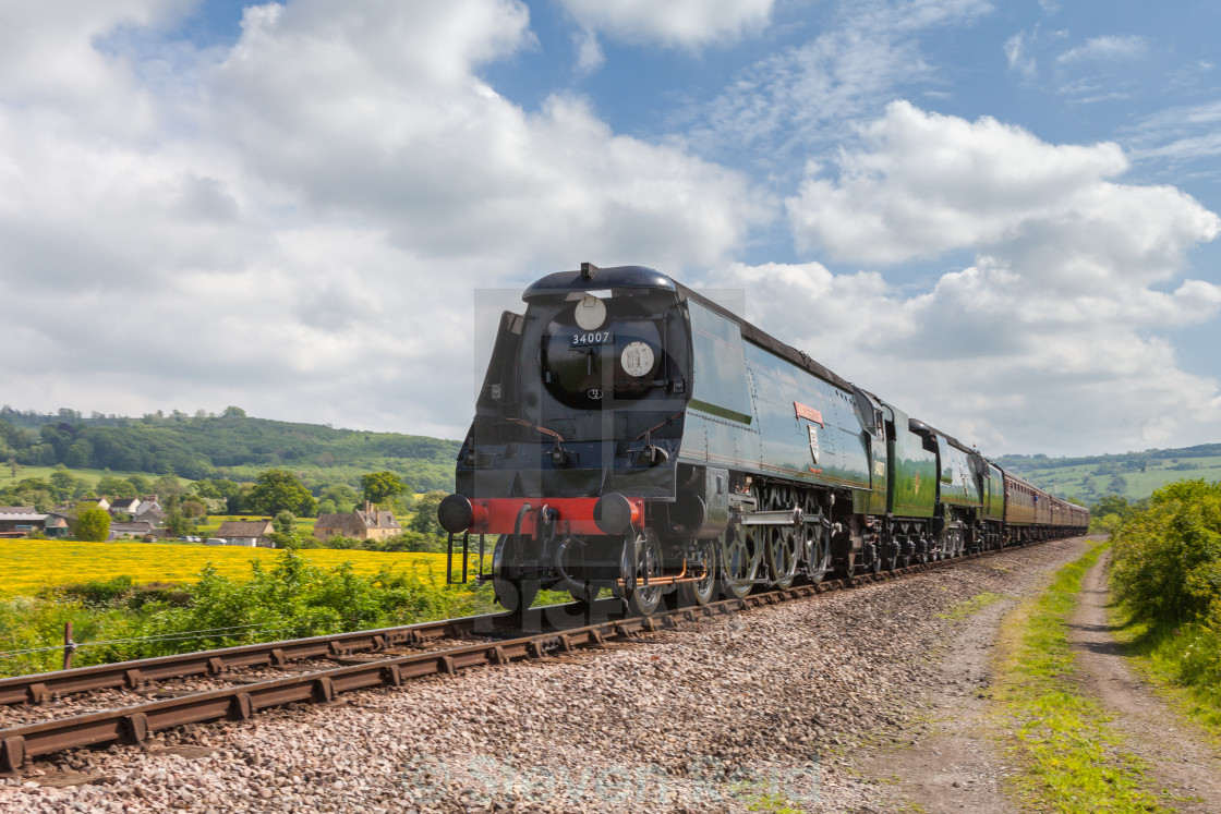 "SR No.34007 Manston and SR No.34092 Wells" stock image