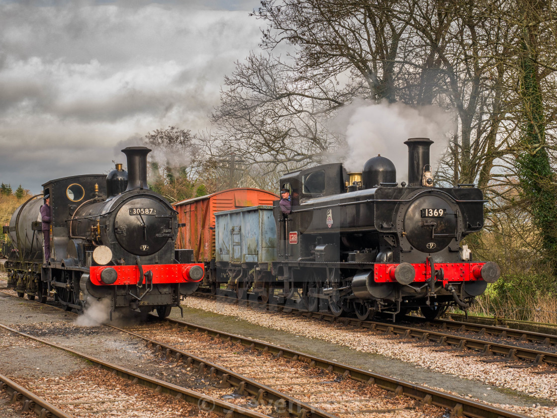 "GWR Pannier Tank No.1369 and Beattie Well Tank 30587" stock image