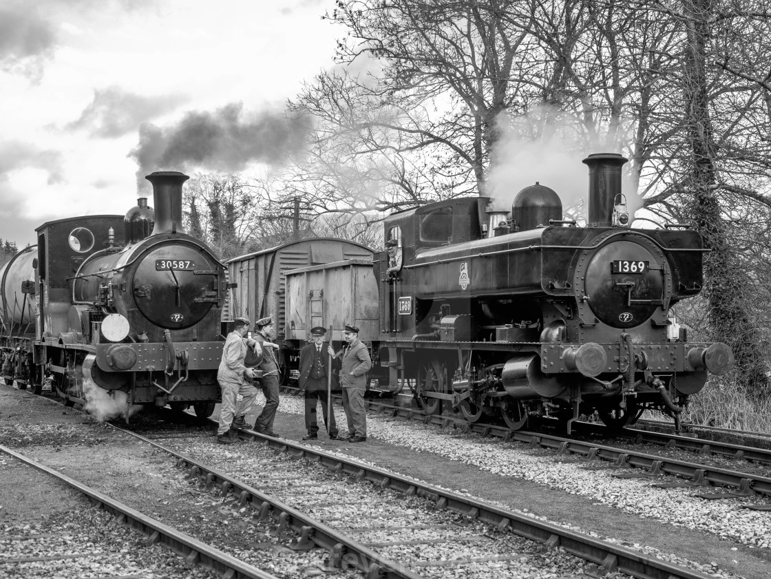 "GWR Pannier Tank No.1369 and Beattie Well Tank 30587" stock image