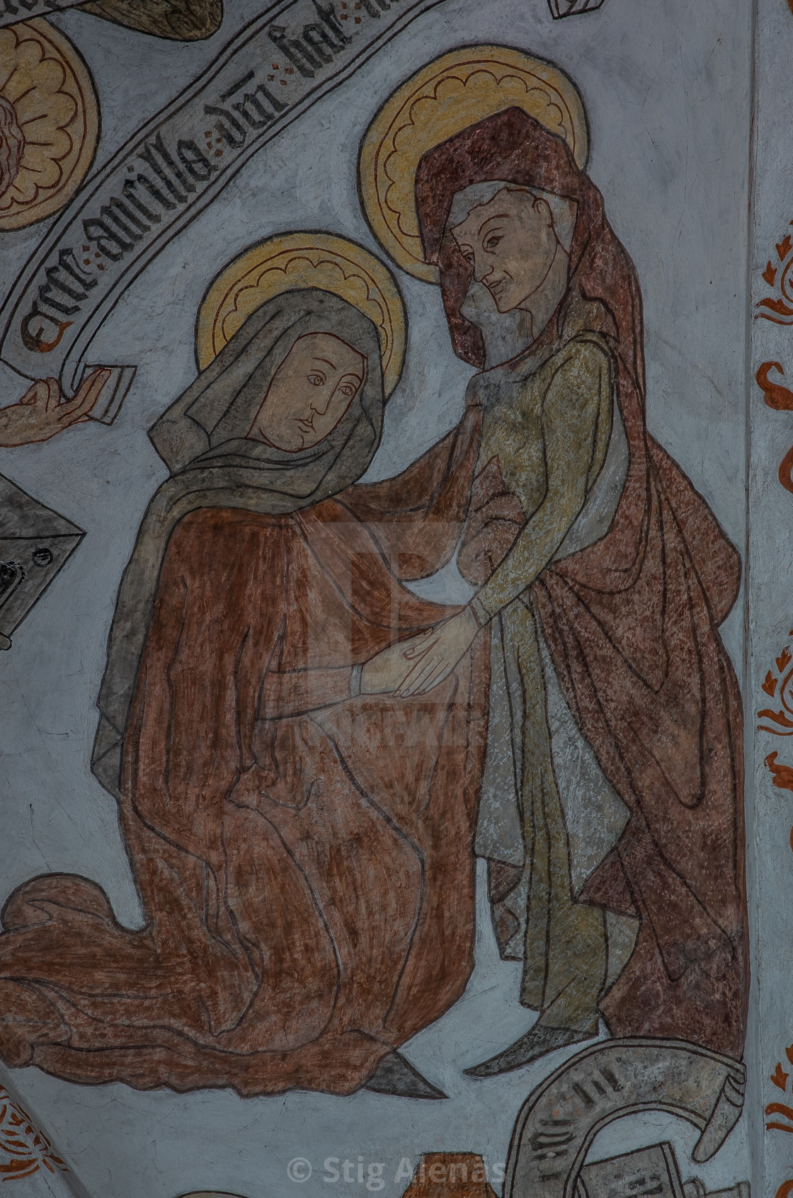 Medieval Mural Of The Visitation Virgin Mary Pays A Visit To El