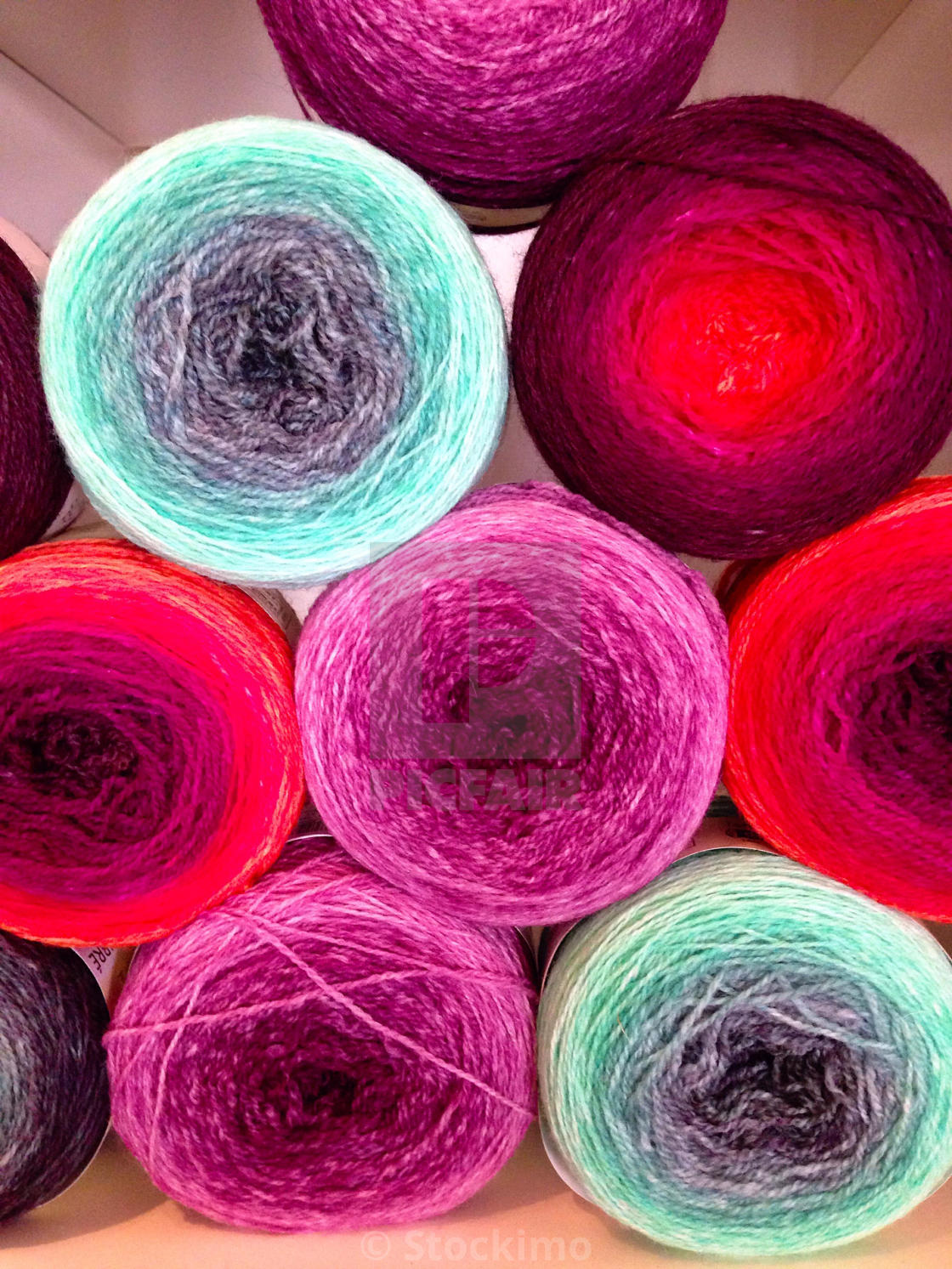 "Stack of colorful yarn" stock image