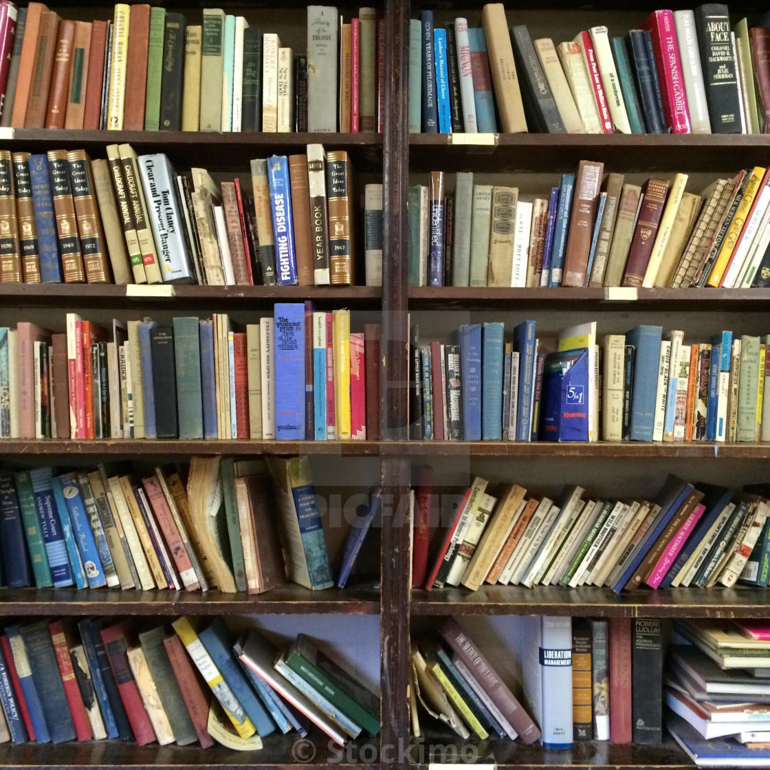 Bookshelf Filled With Old Books License Download Or Print For