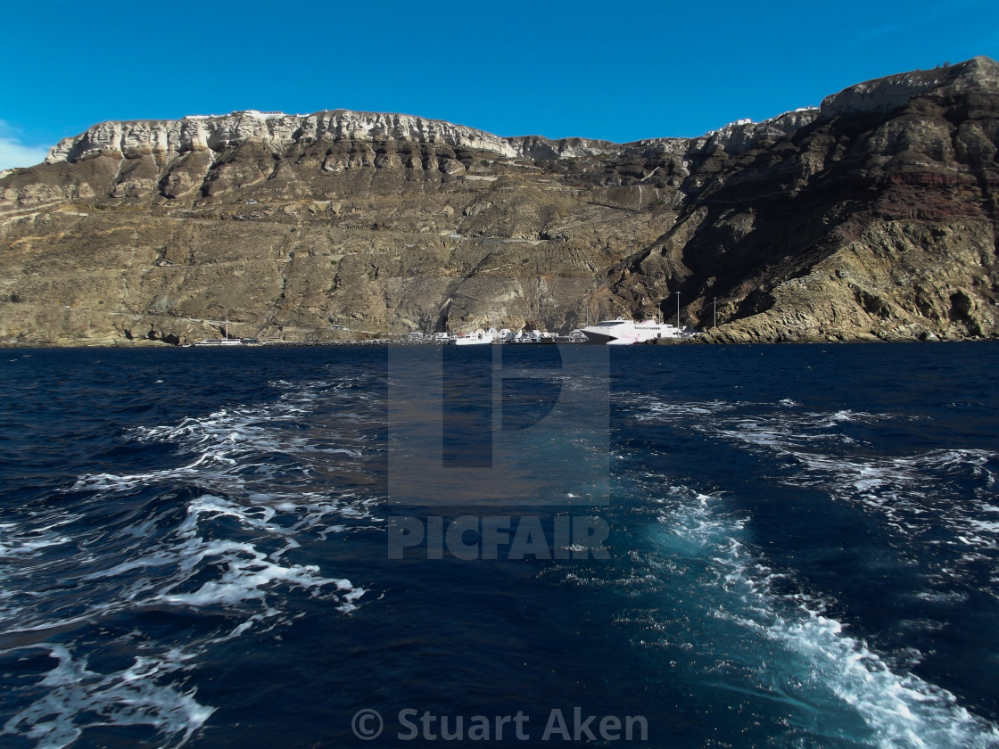 "Leaving Santorini Harbour" stock image