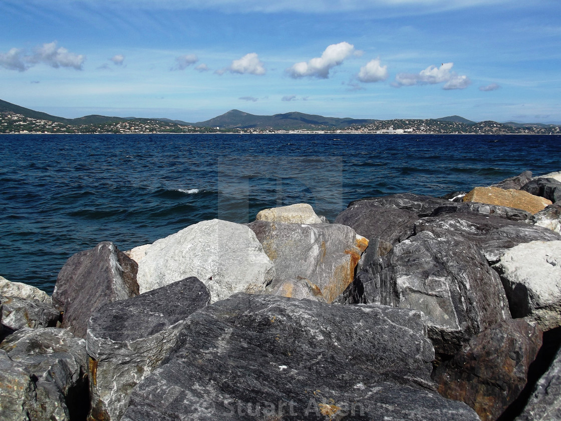 "Rocks and Blue Sea" stock image