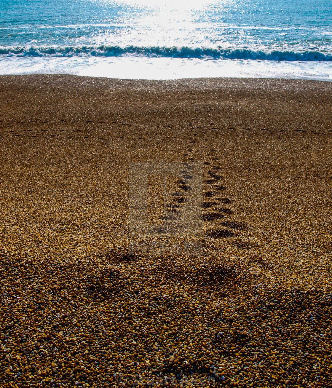 "Footprints in the Shingle" stock image