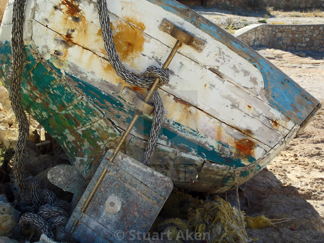 "Abandoned Greek Boat" stock image