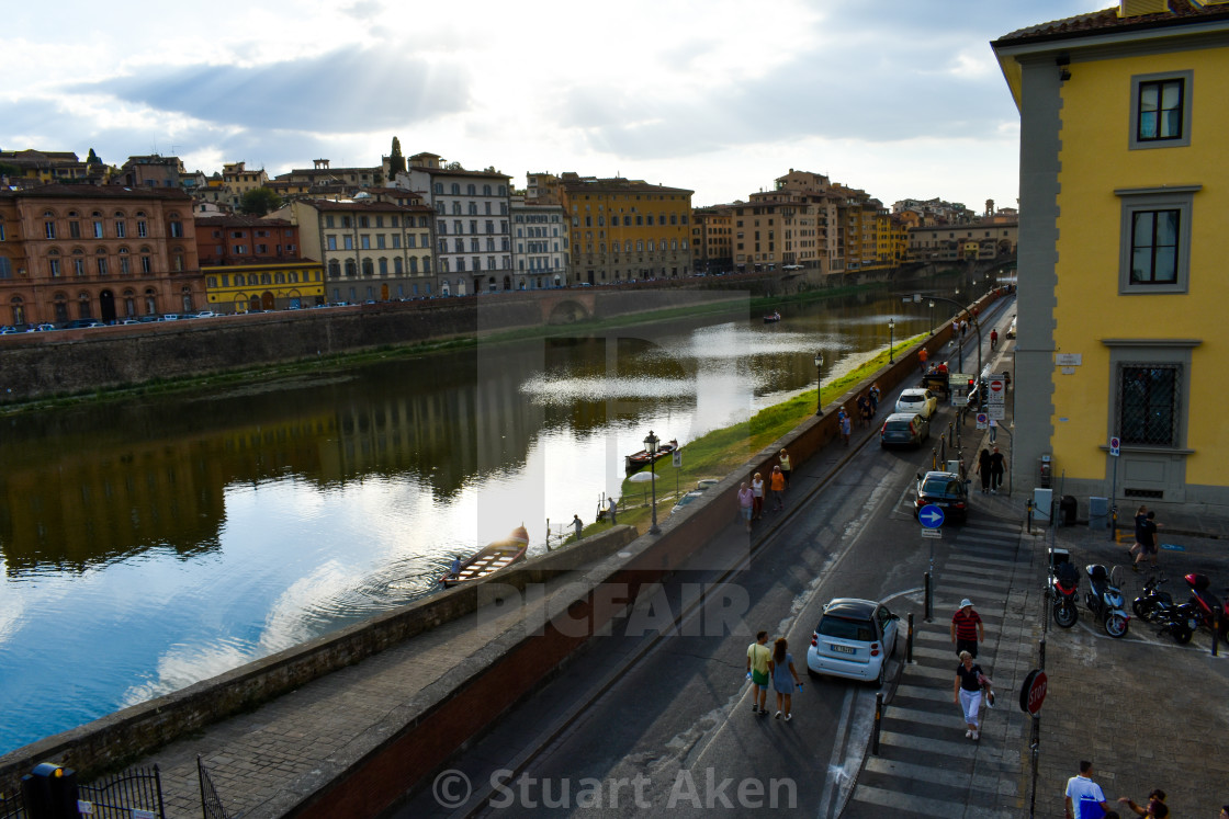 "Evening Sun on the River Arno" stock image