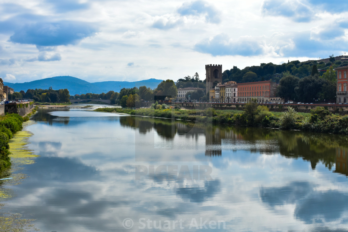 "Arno from Ponte Alle Grazie in Florence" stock image