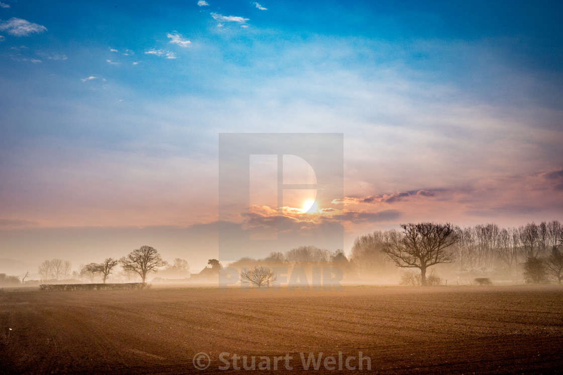 "Misty Dawn in Surrey" stock image