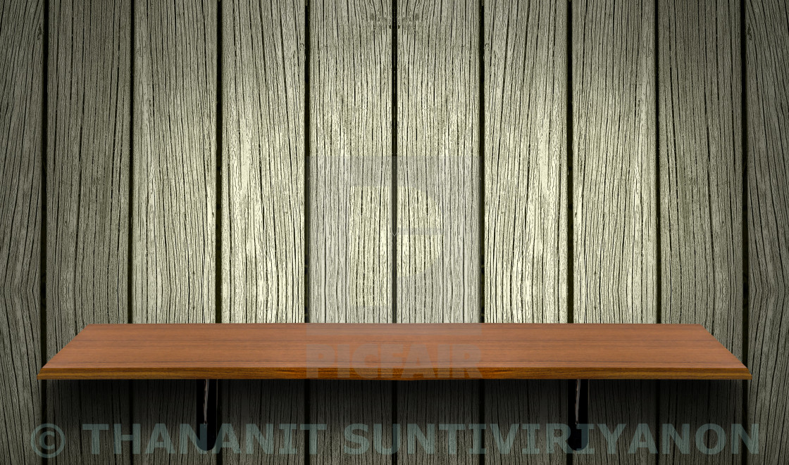 Empty Top Wooden Shelves On Wall Background Empty Top Wooden Shelves On Wall