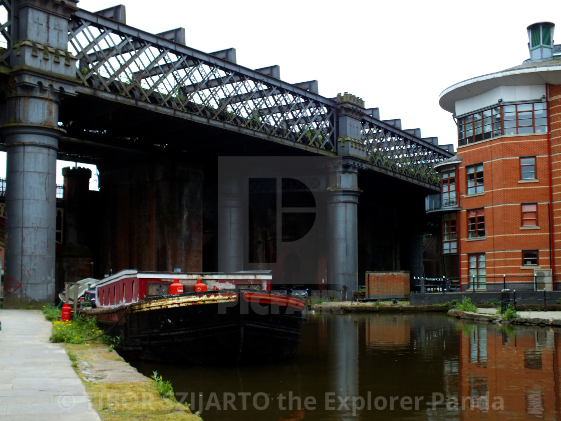 "Wide barge on the water" stock image