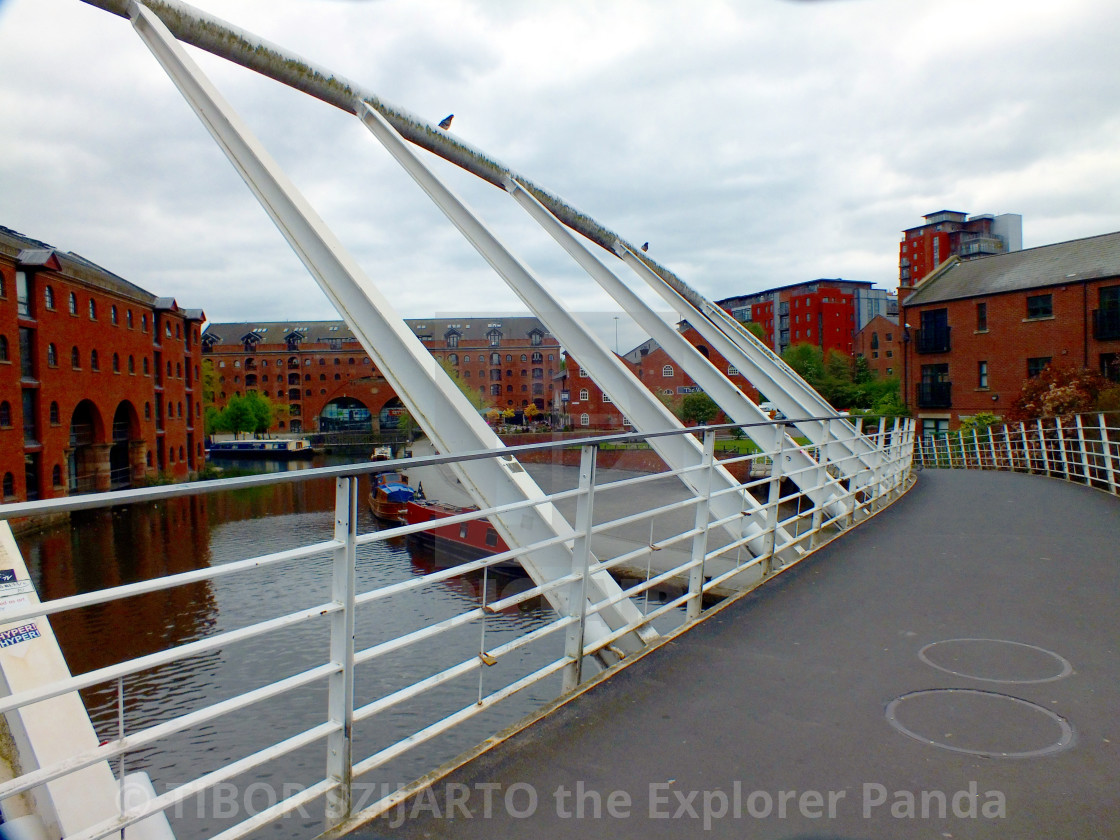 "Footbridge over the Manchseter shipping canal" stock image