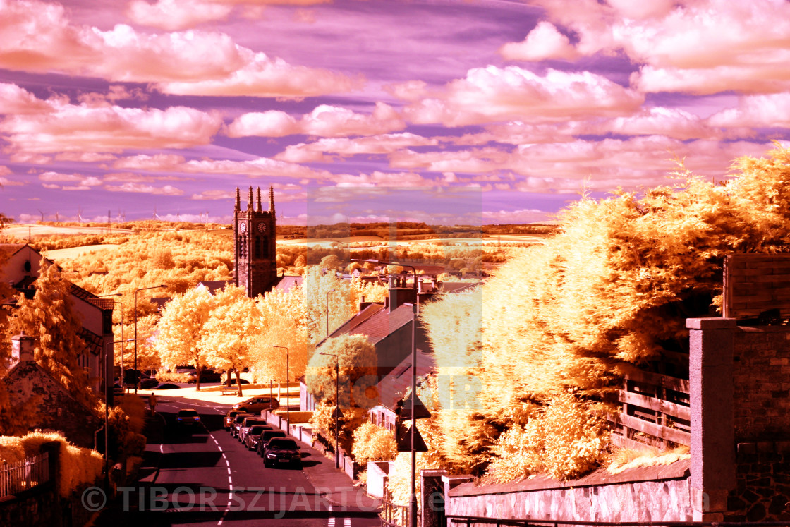 "Bathgate cityscape on infrared photo" stock image