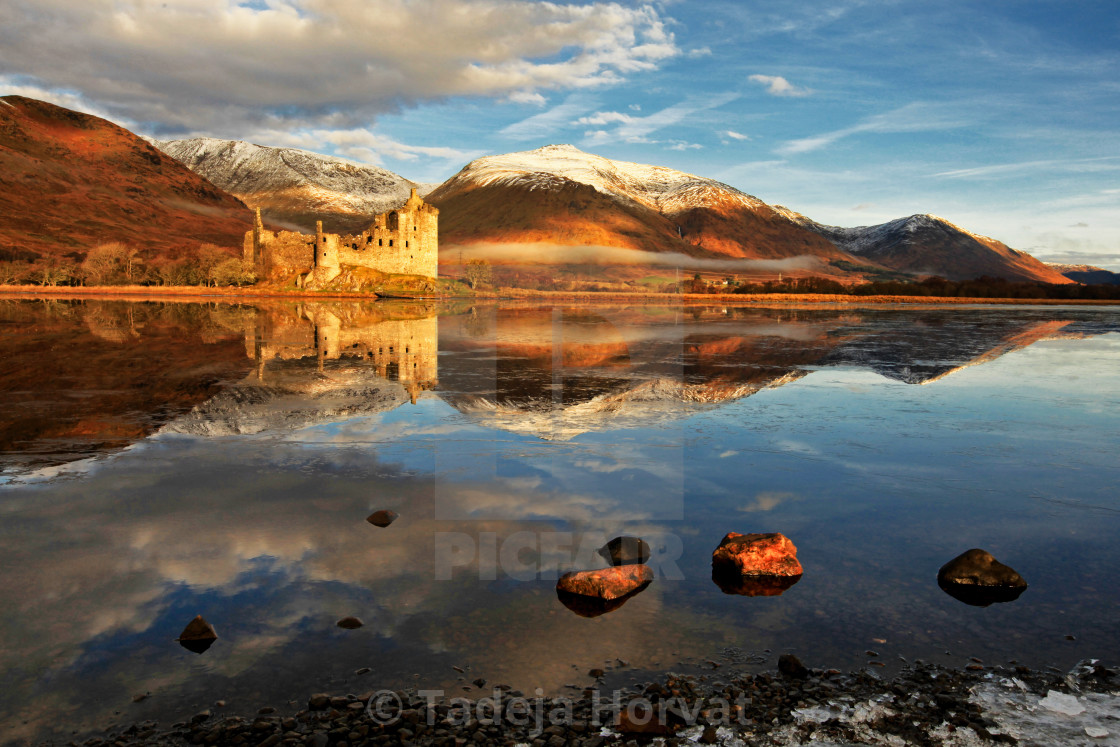 "Kilchurn Castle in the mist" by Tadeja Horvat - $20.04 "Kilchurn Castle in the mist" stock image
