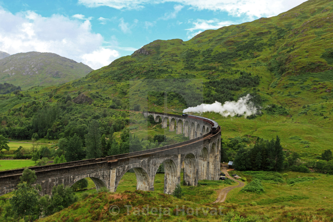 "The Jacobite steam train passes Glenfinnan viaduct" by Tadeja Horvat - $16.31 "The Jacobite steam train passes Glenfinnan viaduct" stock image