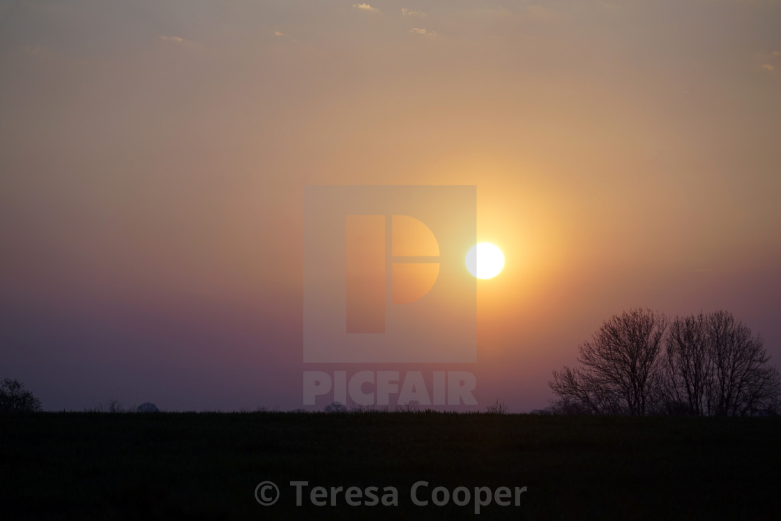 "Sunrise hues and the Essex countryside" stock image