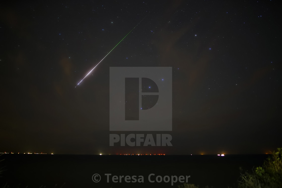 "A large Draconid meteor falls from the sky" stock image