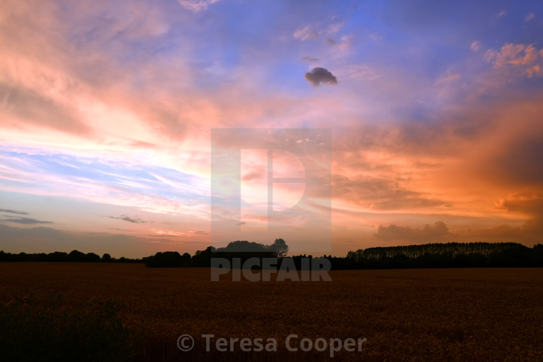 "Essex Sunset and colourful clouds" stock image