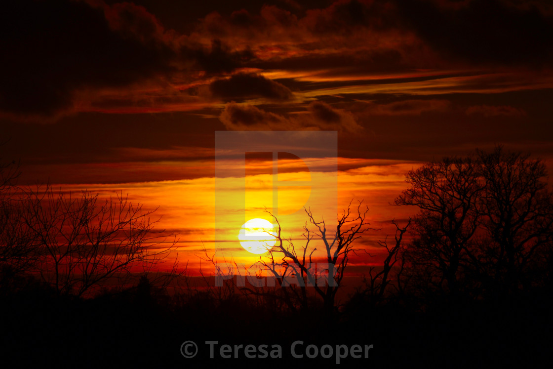 "Golden and Red Sunset" stock image