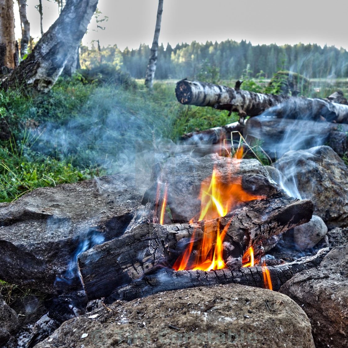 "Outdoor cooking on a fire in Finland" stock image