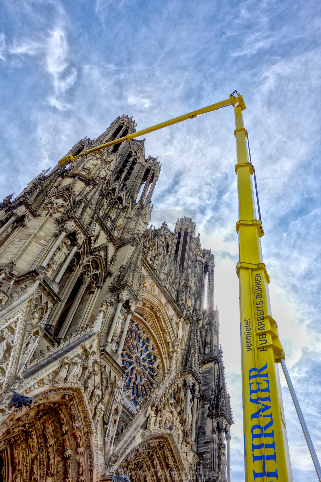 "Repairing Reims cathedral" stock image