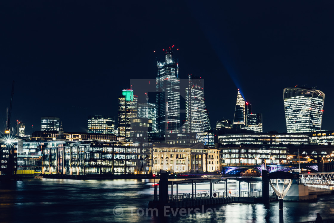 "City of London modern skyline business financial district night" by Tom Eversley - $15.41 "City of London modern skyline business financial district night" stock image