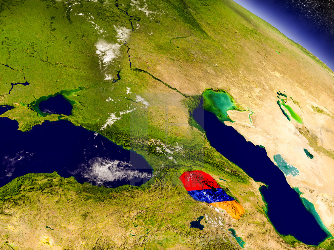 Armenia With Embedded Flag On Earth License Download Or Print