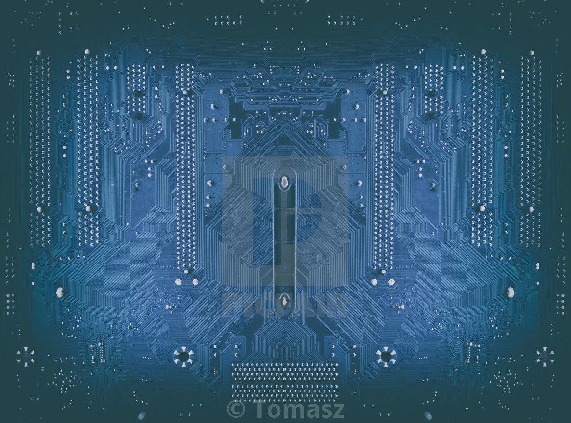blue circuit board background of computer motherboard blue circuit board background