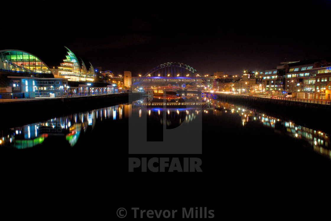 "Newcastle upon Tyne at night" stock image