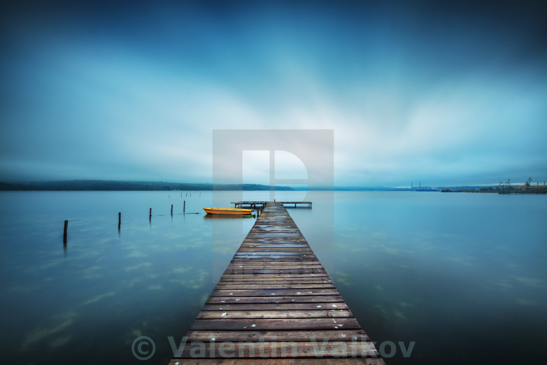 "Small Dock and Boat at the lake" stock image