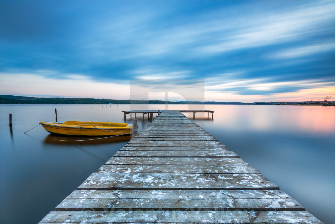 "Small Dock and Boat at the lake" stock image