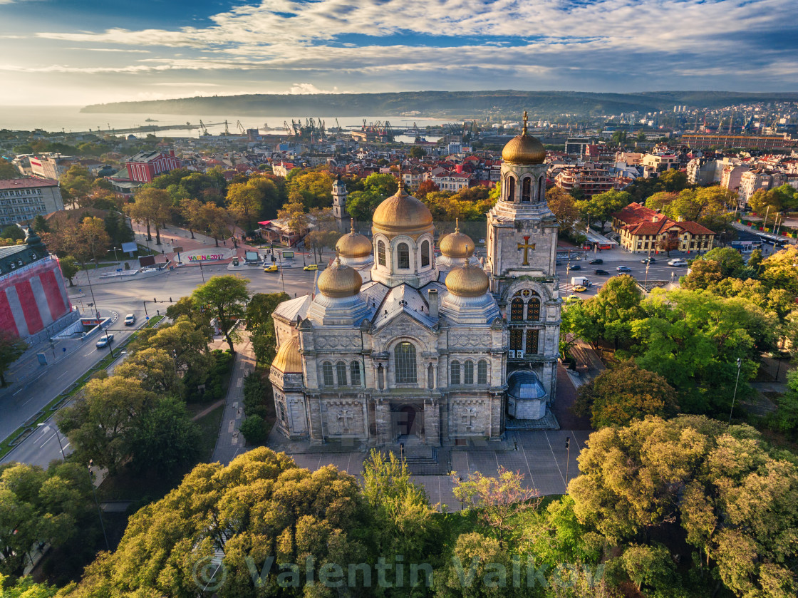 "The Cathedral of the Assumption in Varna, Aerial view" stock image