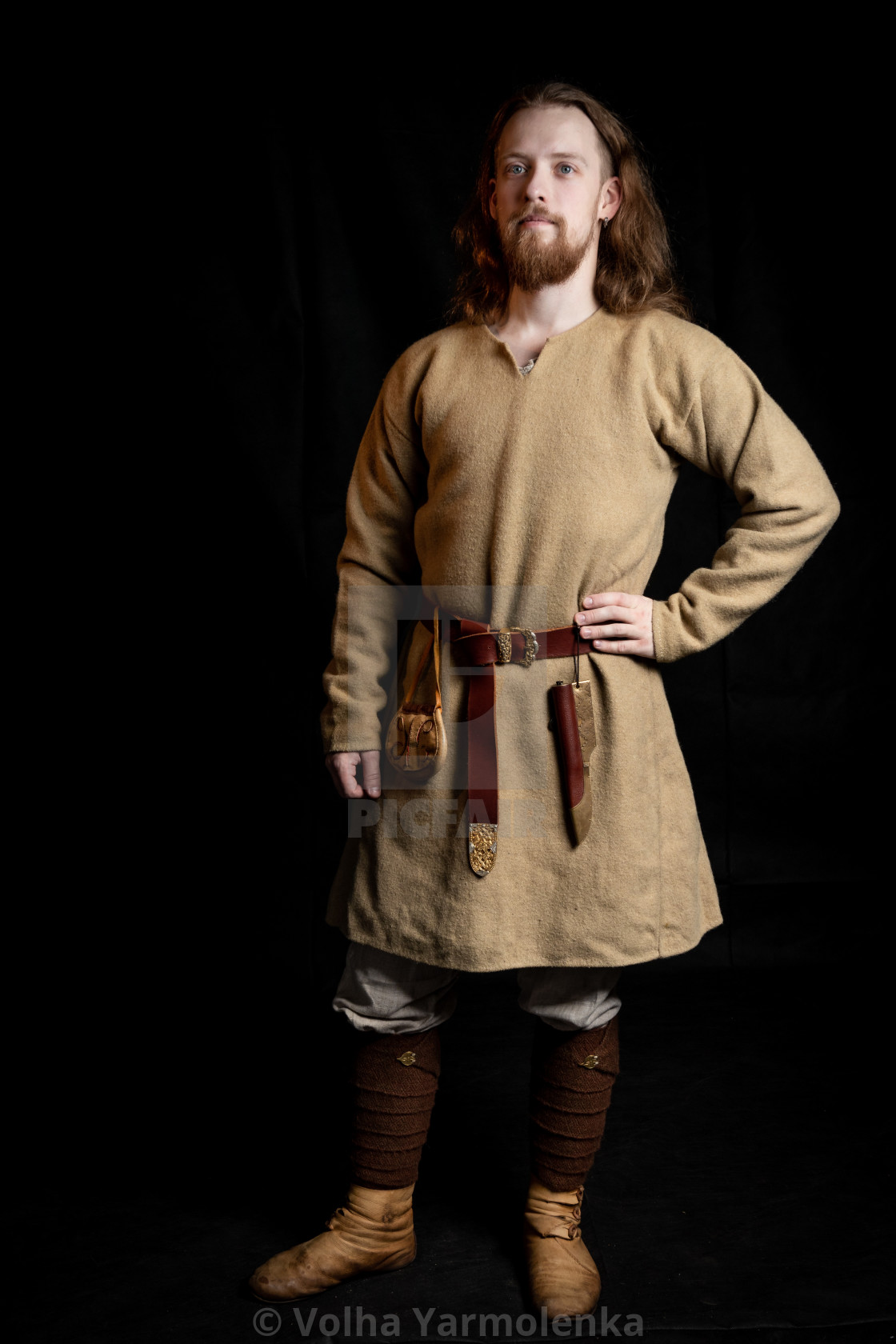 Red Haired Man In Vintage Clothes Of Viking Era License