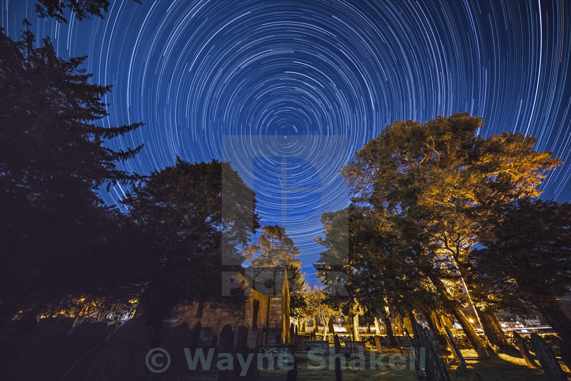 "Star Trails Over Snowdonia" stock image